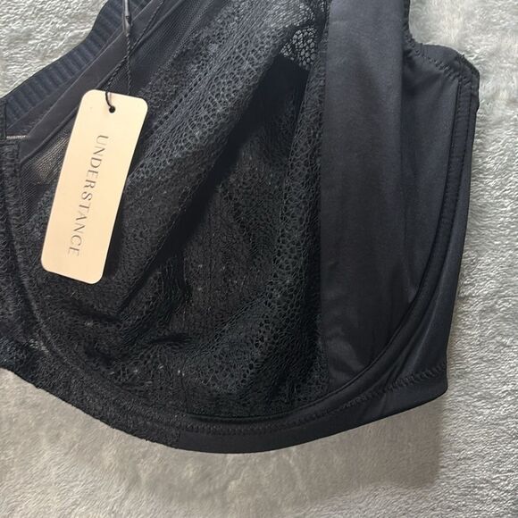 NWT New Understance Black Lace Sheer Salma Flexwire Full Coverage Bra Size 46G - Picture 5 of 9